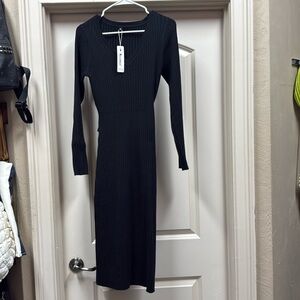 Black long sleeve knit dress Newshows size medium NWT